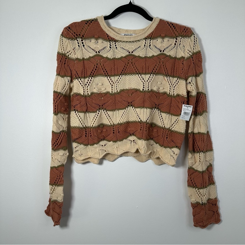 Tilly’s RSQ Women’s Striped Knit Cropped Sweater Size S NWT - Picture 2 of 8